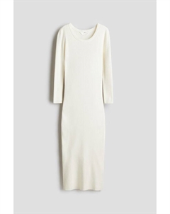 Трикотажное платье в рубчик, бежевый H&m