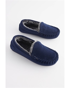 Слипоны-мокасины на подкладке из искусственного меха из переработанного полиэстера, синий Next