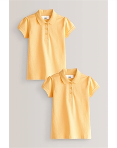 2 хлопковые рубашки-поло с короткими рукавами, желтый Next