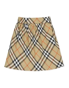Хлопковая юбка с клетчатым узором, бежевый Burberry