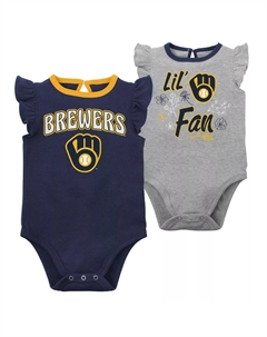 Комплект из двух боди для младенцев Темно-синий/Хезер-Серый Milwaukee Brewers Little Fan Outerstuff