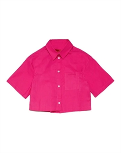 Рубашка из поплина свободного кроя с короткими рукавами, розовый Max&co