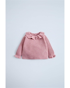 Вязаный свитер с оборками, розовый Zara