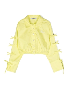 Укороченная блузка с бантом, желтый Msgm kids