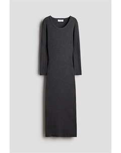 Трикотажное платье в рубчик, серый H&m