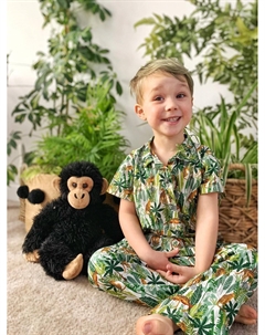 Пижамный комплект с длинными брюками и леопардовым принтом Lazy, зеленый Fox in a box