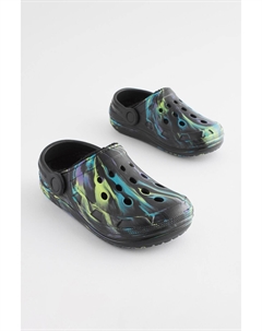 Сабо тапочки с искусственным мехом, черный Next