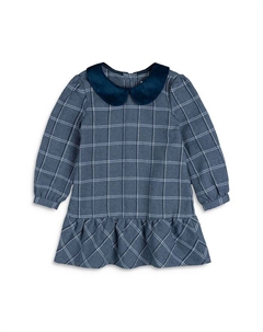 Платье для девочек из твида с клетчатым воротником - Little Kid, синий Miles the label