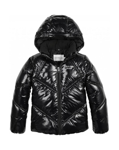 Блестящая куртка с капюшоном, черный Calvin klein