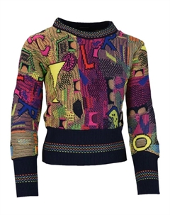 Уникальный свитер по всей длине с узором, мультиколор Carlo colucci