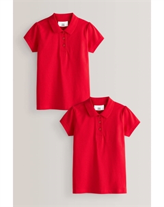 2 хлопковые рубашки-поло с короткими рукавами, красный Next