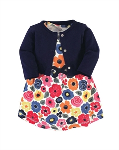 Платье и кардиган из органического хлопка для девочек-подростков, комплект из 2 предметов, яркий цветок, цвет Bright Flower Touched by nature
