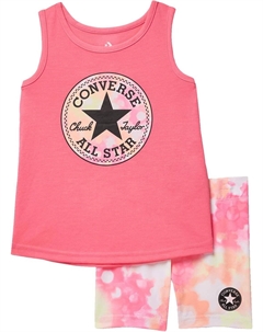 Детский набор Floral Chuck Patch T-Shirt and Bike Shorts Set, цвет Digital Pink Converse