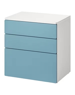 Комод с 3 ящиками Smastad/Platsa, 60х42х63 см, белый/голубой Ikea