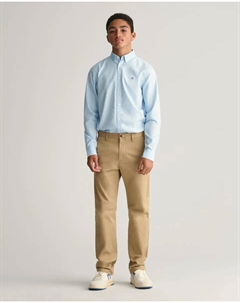 Однотонные брюки-чиносы для мальчика со шлевками для ремня, бежевый Gant