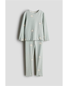 Хлопковая пижама в рубчик, бирюзовый H&m