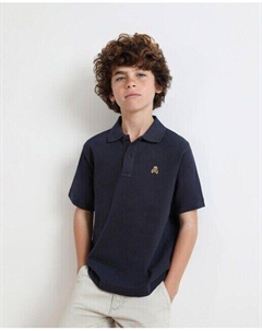 Хлопковая рубашка-поло для мальчика с короткими рукавами, темно-синий Scalpers