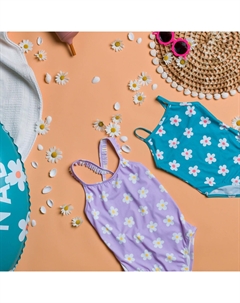 Купальник для девочек Decathlon Lila 100 - птица, мультиколор Nabaiji