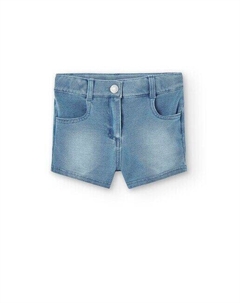 Джинсовые шорты для девочки с застежкой на пуговицу и молнию, светло-синий Boboli