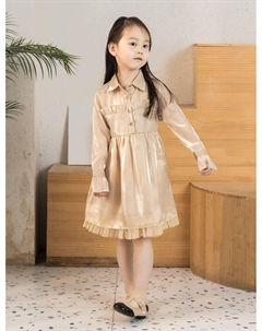 Платье из органзы с расклешенным воротником и приталенным воротником, нюд Balou