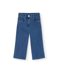 Джинсовые брюки для девочки на резинке на талии, синий Boboli