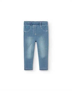 Плюшевые джинсовые брюки для девочки, светло-синий Boboli