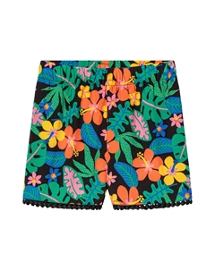 Шорты для малышей с вязаными крючком помпонами на манжетах штанин, листья/черный Lupilu