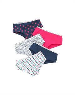 Набор из 5 трусов-хипстеров с принтом, синий Just essentials