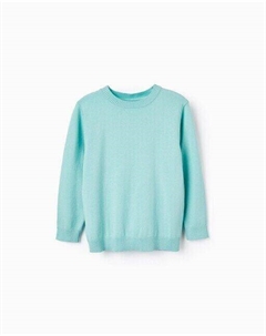Однотонный свитер для мальчика с ребристой отделкой, светло-синий Zippy