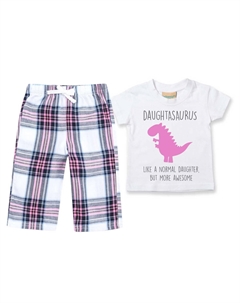 Пижама с динозавром для дочки, детский пижамный комплект с брюками в клетку, Рождественский комплект, розовый 60 second makeover