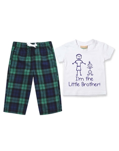 Пижама «Я маленький брат», детский пижамный комплект с брюками в клетку «Маленький брат», зеленый 60 second makeover