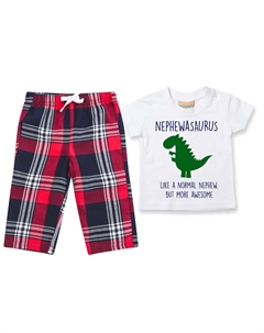 Пижама для племянника с динозавром, детский пижамный комплект с брюками в клетку, Рождественский комплект, красный 60 second makeover