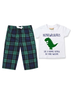 Пижама для племянника с динозавром, детский пижамный комплект с брюками в клетку, Рождественский комплект, зеленый 60 second makeover