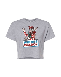 Укороченная футболка для юниоров с логотипом Where's Waldo, серый Licensed character