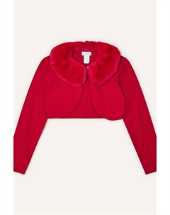 Кардиган с воротником из искусственного меха, супермягкий, 100% хлопок, красный Monsoon