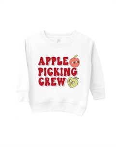 Толстовка с рисунком для малышей с рисунком Apple Picking Crew, белый The juniper shop