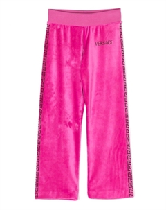 Kids брюки с принтом и кристаллами, розовый Versace