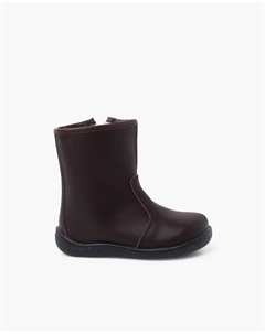 Гладкие моющиеся кожаные сапожки для девочек на молнии, коричневый Pisamonas