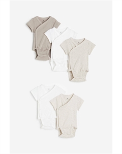5 пар хлопковых боди, бежевый H&m