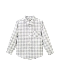 Рубашка в серо-белую клетку для мальчика с карманом, светло-серый Dadati