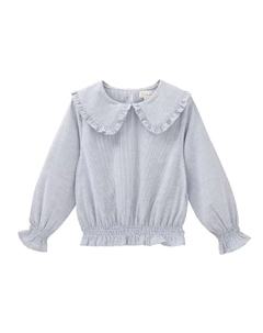 Блузка для девочки с воротником «Питер Пэн» и полосатым принтом, синий Dadati