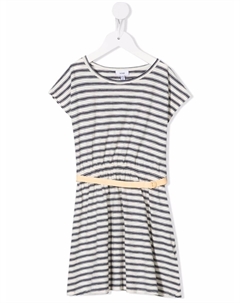 Полосатое платье-футболка с поясом, синий Knot