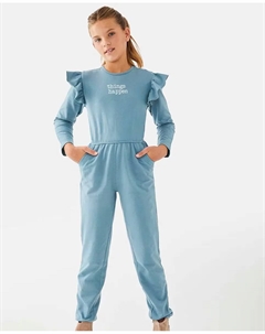 Синий плюшевый комбинезон для девочки с длинными рукавами Dadati