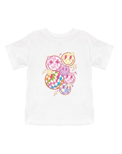 Красочная клетчатая футболка с короткими рукавами и рисунком смайлика для малышей, белый The juniper shop