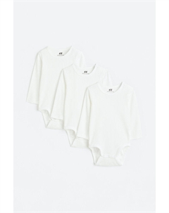 Три пары боди в рубчик, белый H&m