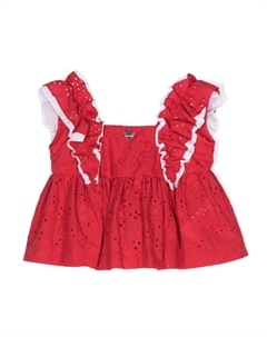 Топ с английской вышивкой, красный Monnalisa