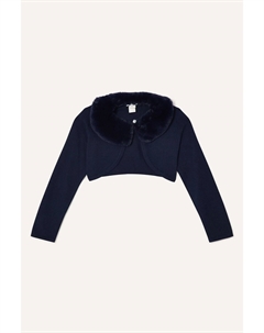 Кардиган из 100% хлопка с супермягким воротником из искусственного меха, синий Monsoon