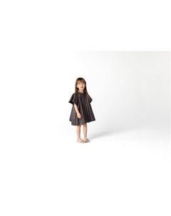 Плиссированное платье из искусственной кожи для девочек, коричневый Omamimini