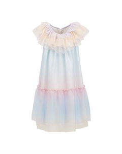 Плиссированное платье с разноцветной радужной отделкой, мультиколор Mimi tutu