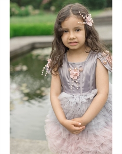 Платье Mia из серо-розового тюля с эффектом омбре в форме капкейка, серый Petite maison kids